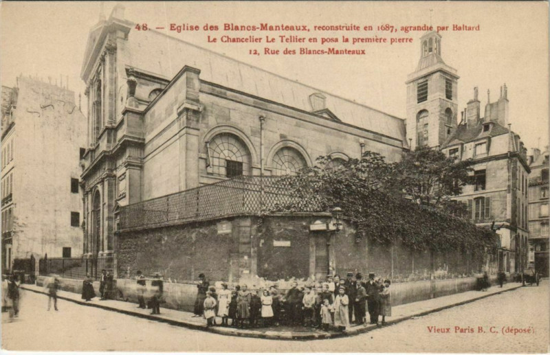 Carte postale ancienne Paris 4e 12, Rue des Blancs-manteaux Eglise des Blancs manteaux à Paris 4e