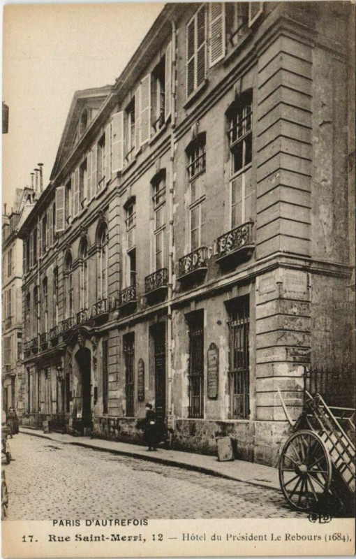 Carte postale ancienne Paris 4e 12, Rue Saint-Merri Hotel du Président Le Rebours à Paris 4e