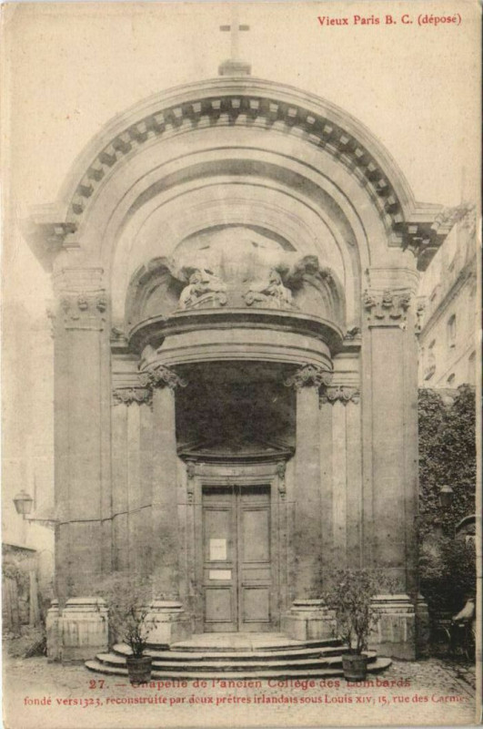 Carte postale ancienne Paris 11e 15, rue de Carnies Chapelle du College des Lombards à Paris 11e