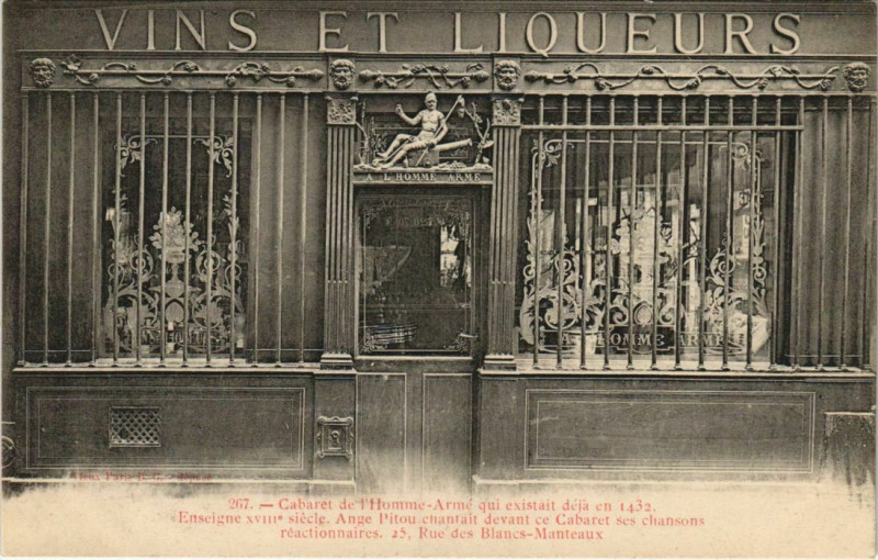 Carte postale ancienne Paris 4e 25, Rue des Blancs Manteaux Cabaret de l'Homme-Armé à Paris 4e