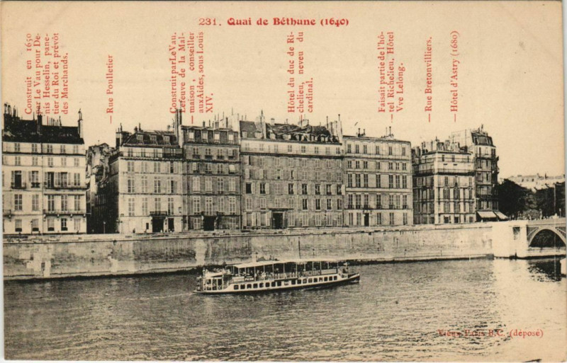 Carte postale ancienne Paris 4e Quai de Béthune à Paris 4e