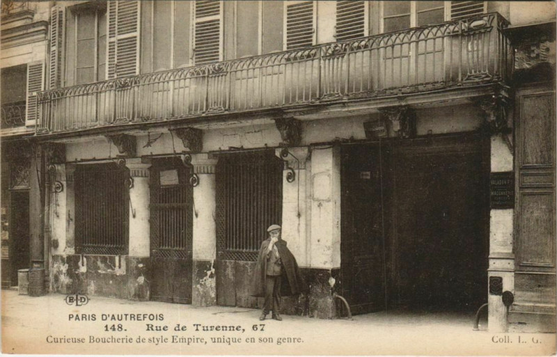 Carte postale ancienne Paris 3e 67, Rue de Turenne Boucherie à Paris 3e