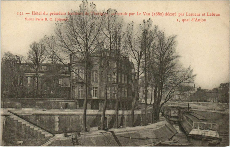 Carte postale ancienne Paris 4e 1, Quai d'Anjou Hotel labmert à Paris 4e