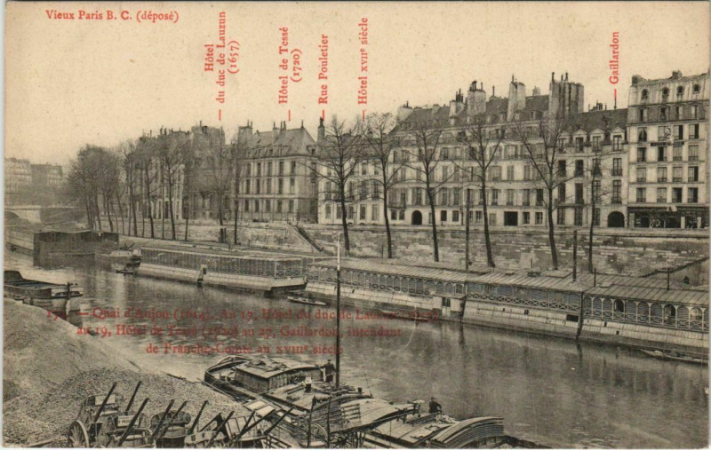 Carte postale ancienne Paris 4e Quai d'Anjou à Paris 4e