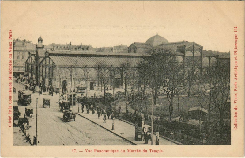 Carte postale ancienne Paris 3e marché du Temple Vue panoramique à Paris 3e