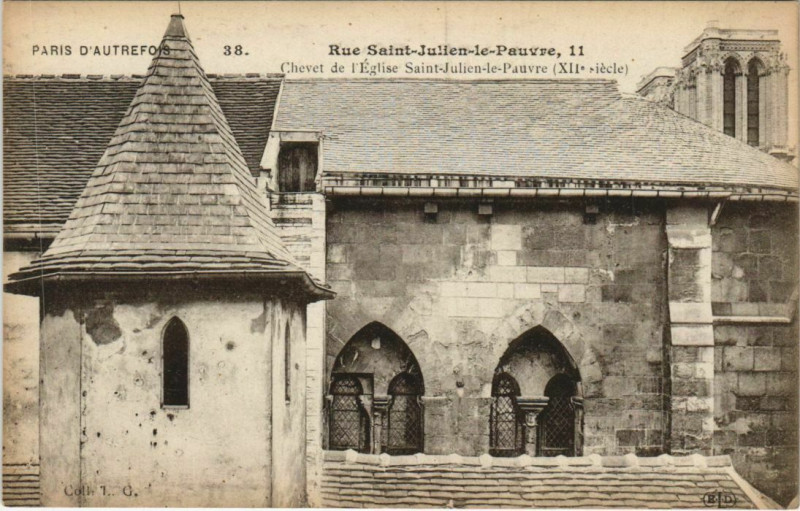 Carte postale ancienne Paris 5e 11, Rue Saint-Julien-le-Pauvre Eglise Saint-Julien-le-Pauvre à Paris 5e
