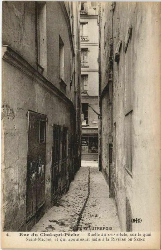 Carte postale ancienne Paris 5e Rue du Chat-qui-peche à Paris 5e