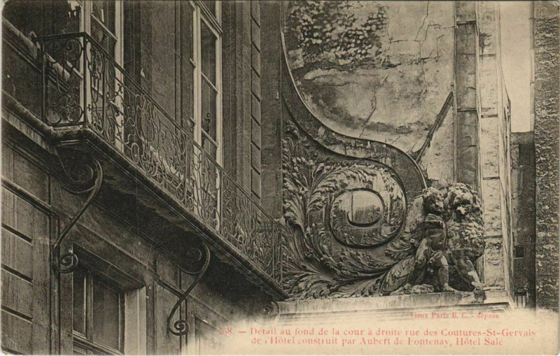 Carte postale ancienne Paris 3e Rue des Coutures Saint-gervais Hotel Salé à Paris 3e