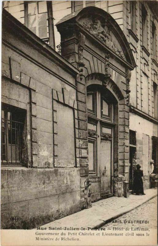 Carte postale ancienne Paris 5e Rue Saint-Julien-le-Pauvre Hotel de laffémas à Paris 5e