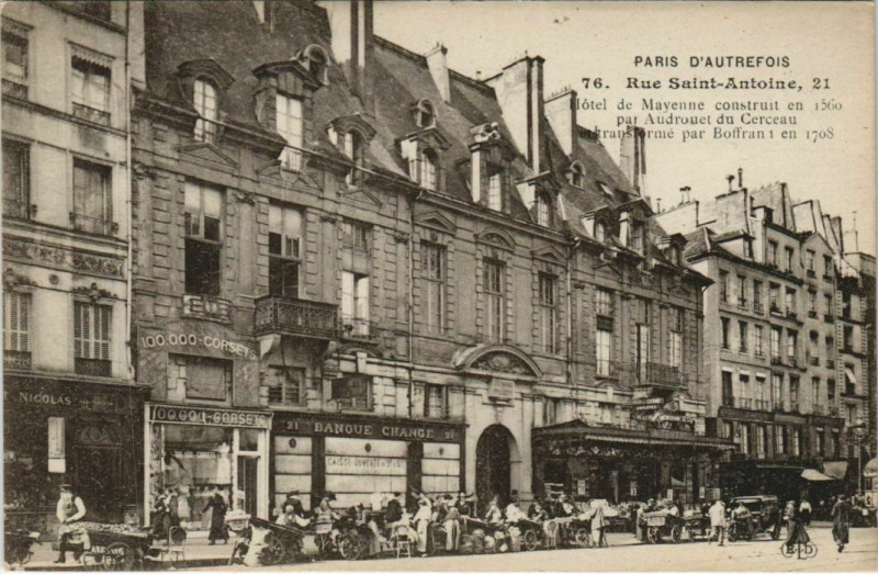 Carte postale ancienne Paris 4e 21, Rue Saint-Antoine Hotel de Mayenne à Paris 4e