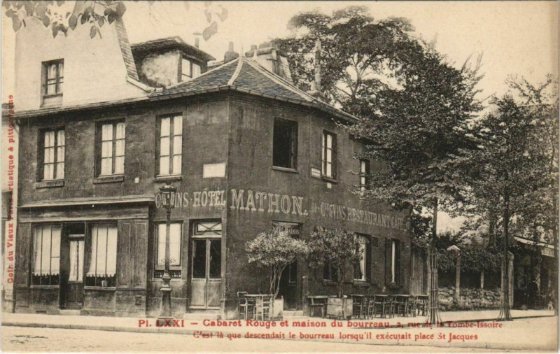 Carte postale ancienne Cabaret Rouge et maison du bourreau - rue de la Tombe-Issoire à Paris 14e