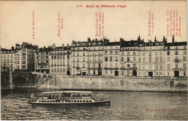Carte postale ancienne Paris 4e Quai de Béthune à Paris 4e