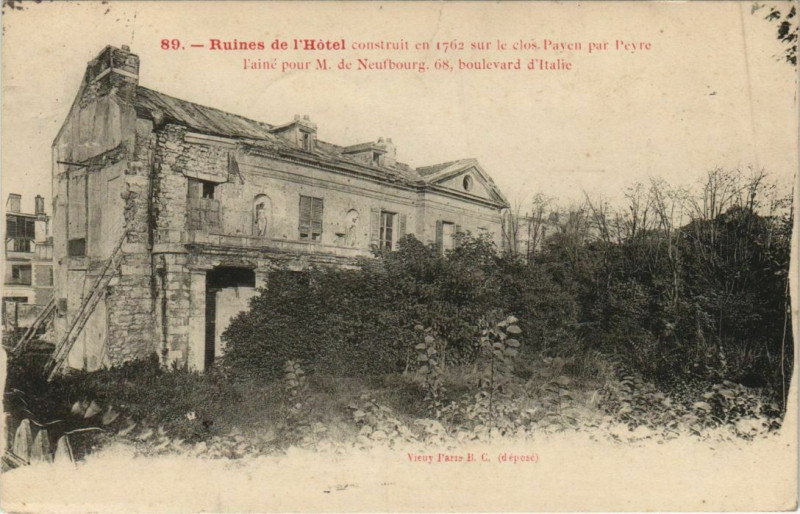 Carte postale ancienne Paris 13e 68, Bd d'Italie Ruines de l'hotel à Paris 13e