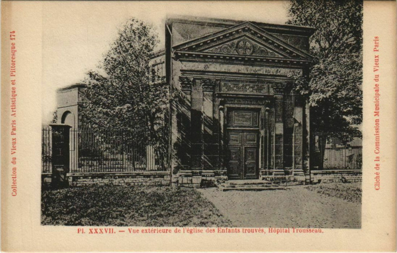Carte postale ancienne Paris 12e Hopital Trousseau Eglise des Enfants trouvés à Paris 12e
