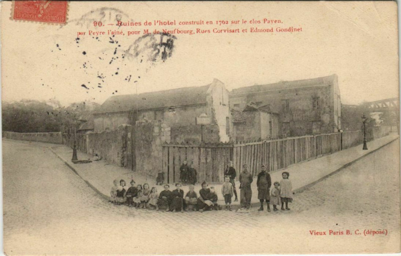 Carte postale ancienne Paris 13e Rue Corvisart Ruines de l'hotel à Paris 13e