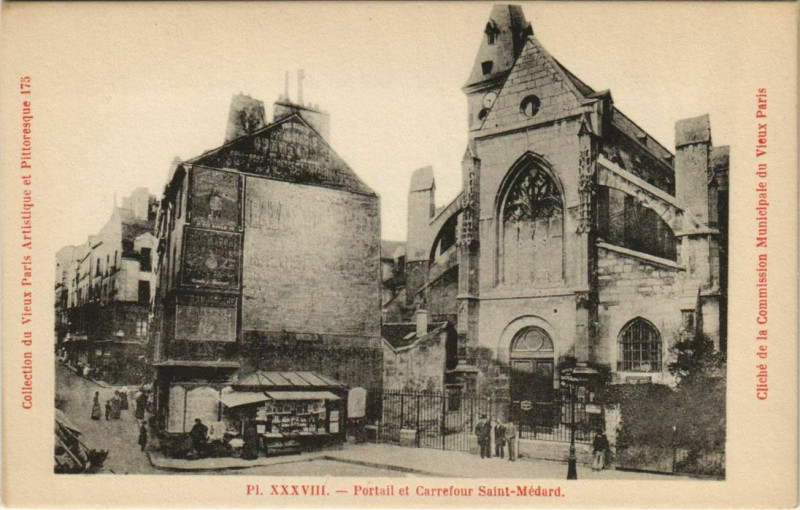 Carte postale ancienne Paris 5e Carrefour Saint-Médard à Paris 5e