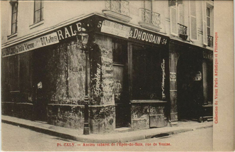 Carte postale ancienne Paris 4e Rue de Venise Cabaret de l'Epée-de-Bois à Paris 4e