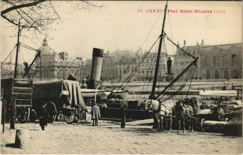 Carte postale ancienne Paris 1e Port Saint-Nicolas à Paris 1er