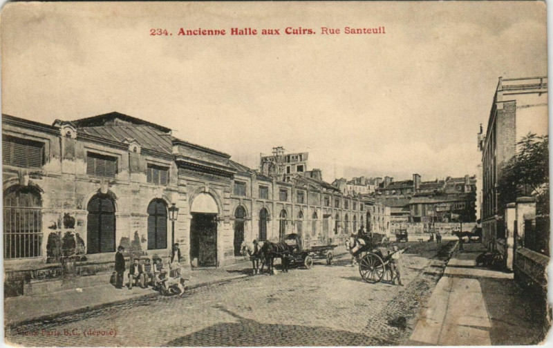 Carte postale ancienne Paris 5e Rue Santeuil Halle aux Cuirs à Paris 5e