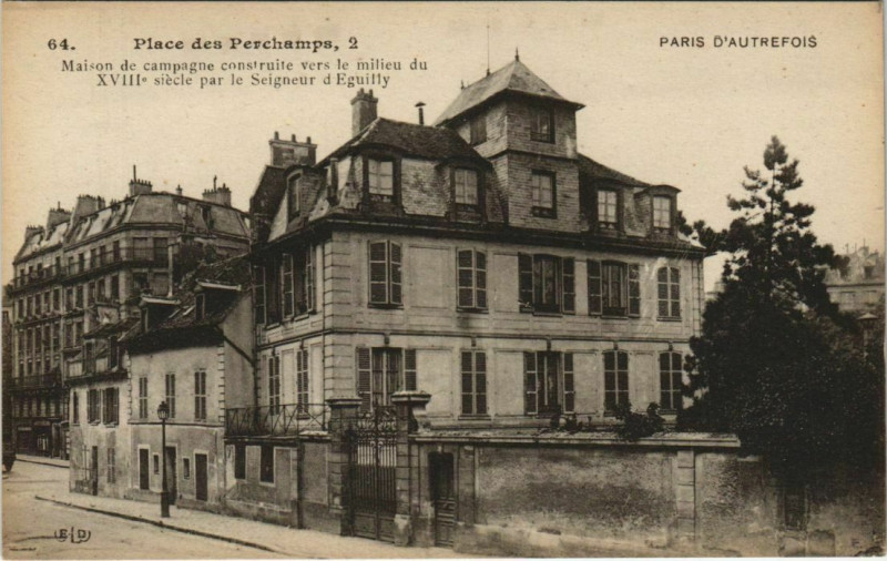 Carte postale ancienne Place des Perchamps - Maison de campagne à Paris 16e