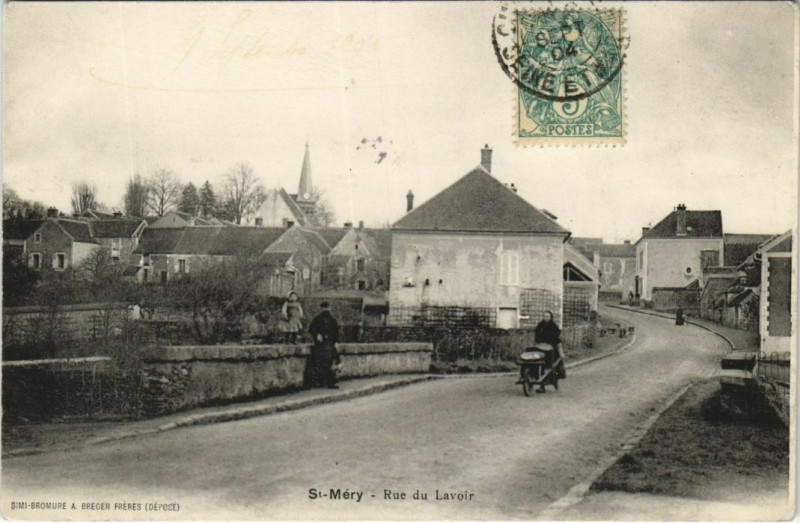 Carte postale ancienne Saint-Mery Rue de lavoir