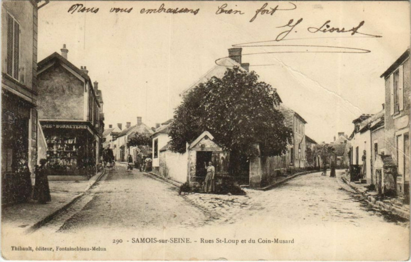 Carte postale ancienne Samois-Sur-Seine Rue Saint-Loup et du Coin-Mussard à Samois-sur-Seine