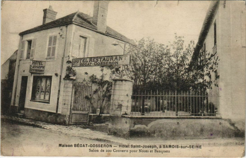Carte postale ancienne Samois-Sur-Seine maison Bégat-Gosseron hotel à Samois-sur-Seine
