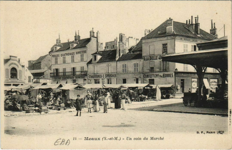 Carte postale ancienne Meaux Un coin du Marché à Meaux