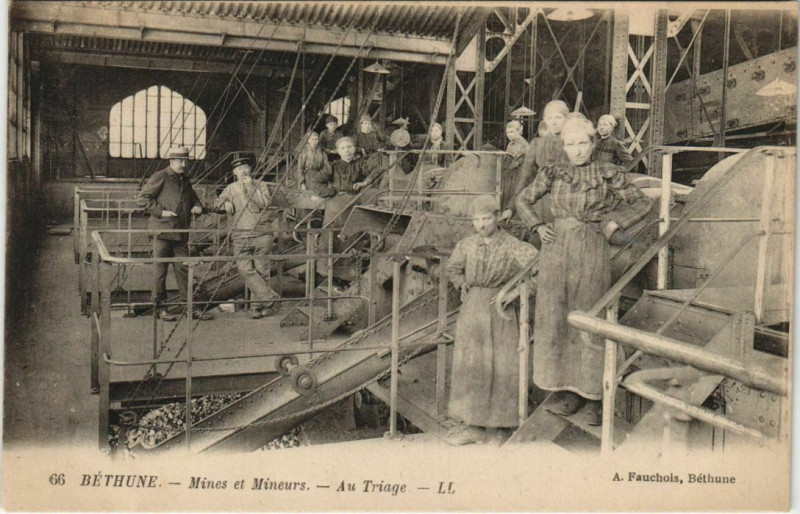 Carte postale ancienne Bethune mines et mineurs