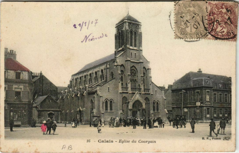 Carte postale ancienne Calais Eglise du Courgain à Calais