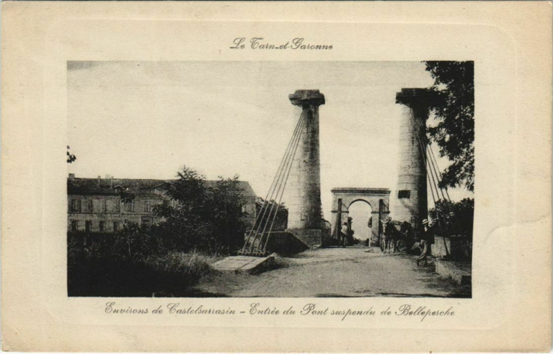 Carte postale ancienne Belleperche Le Pont suspendu