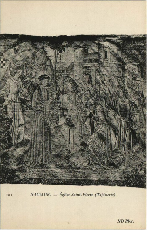 Carte postale ancienne Saumur Eglise Saint-Pierre Tapiserie à Saumur