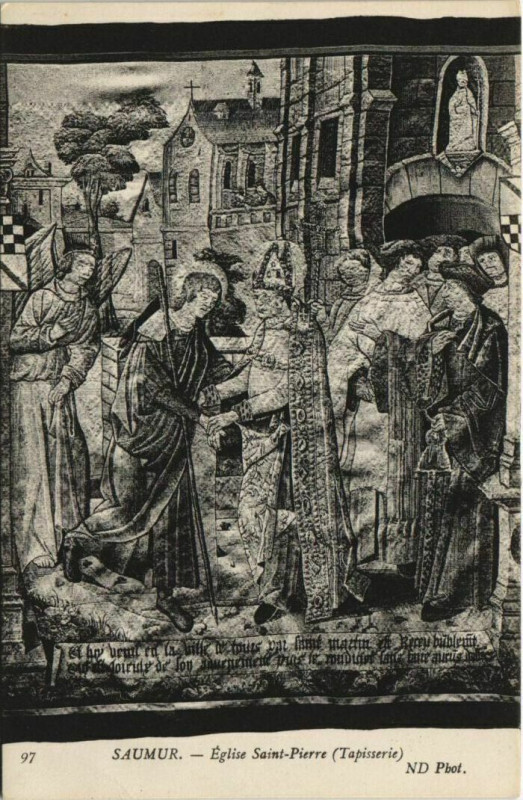 Carte postale ancienne Saumur Eglise Saint-Pierre Tapiserie à Saumur