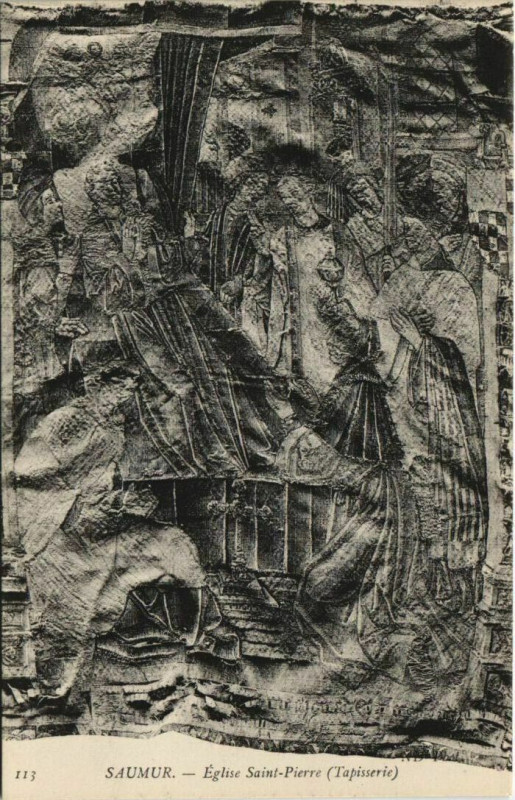 Carte postale ancienne Saumur Eglise Saint-Pierre Tapiserie à Saumur