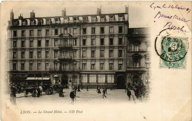 Carte postale ancienne Lyon - Le Grand Hotel à Lyon