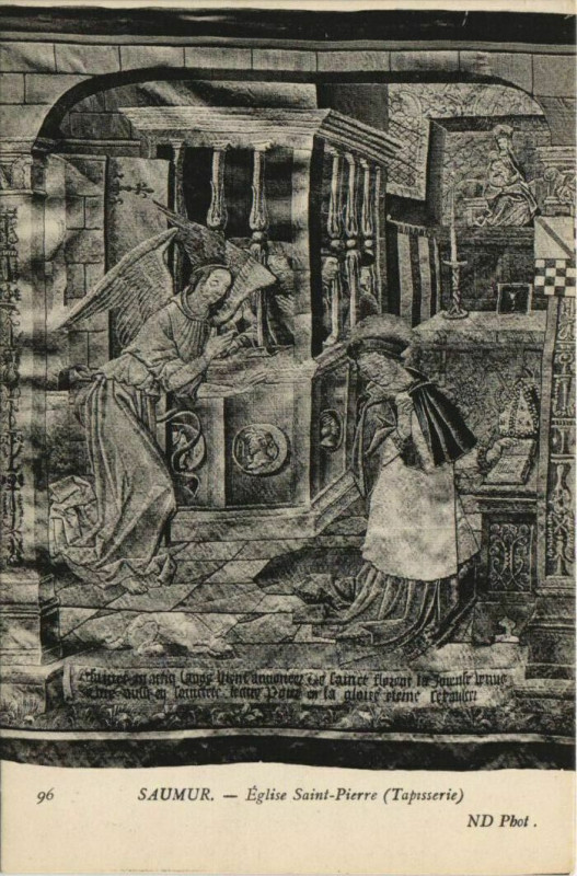 Carte postale ancienne Saumur Eglise Saint-Pierre Tapiserie à Saumur