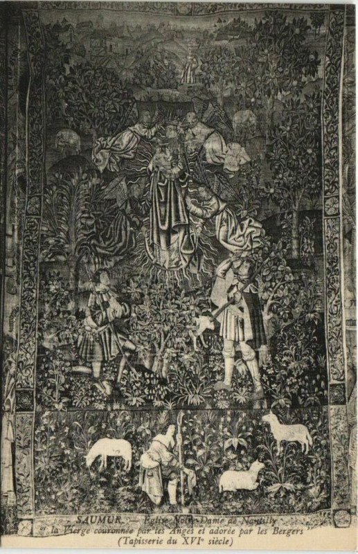 Carte postale ancienne Saumur Eglise Saint-Pierre Tapiserie à Saumur