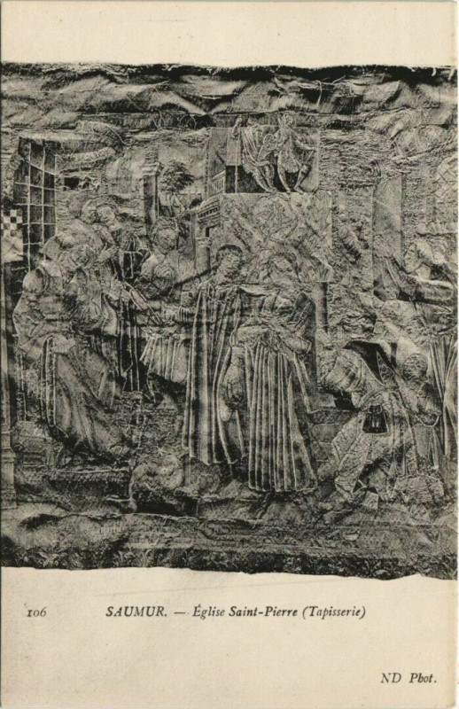 Carte postale ancienne Saumur Eglise Saint-Pierre Tapiserie à Saumur