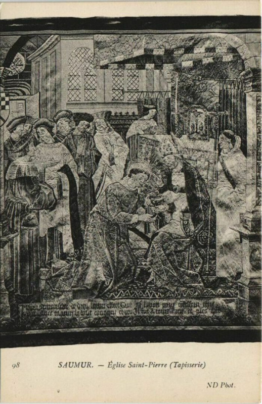 Carte postale ancienne Saumur Eglise Saint-Pierre Tapiserie à Saumur