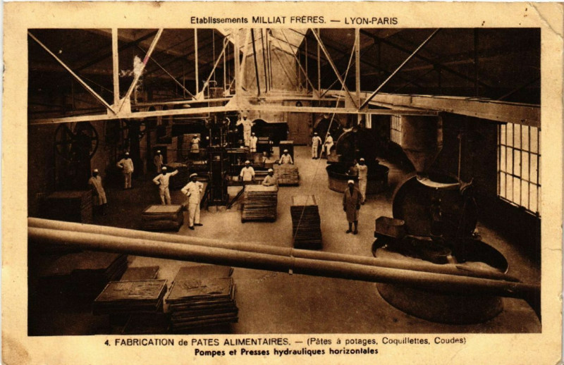Carte postale ancienne Etabl. s Milliat Freres - Lyon - Paris Fabrication de Pates à Lyon