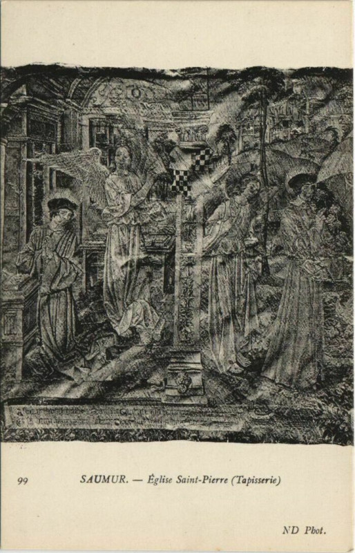 Carte postale ancienne Saumur Eglise Saint-Pierre Tapiserie à Saumur