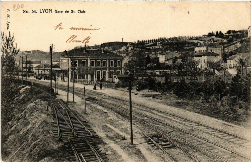 Carte postale ancienne Lyon - Gare de Saint-Clair à Lyon