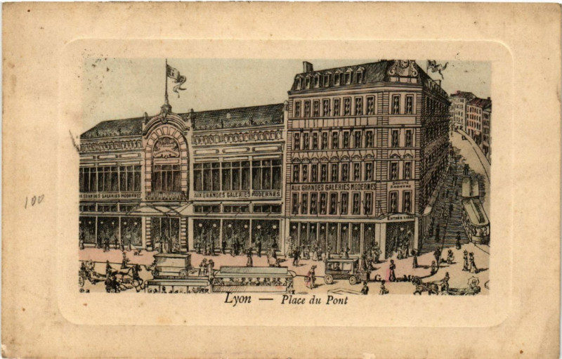 Carte postale ancienne Lyon - Place du Pont à Lyon