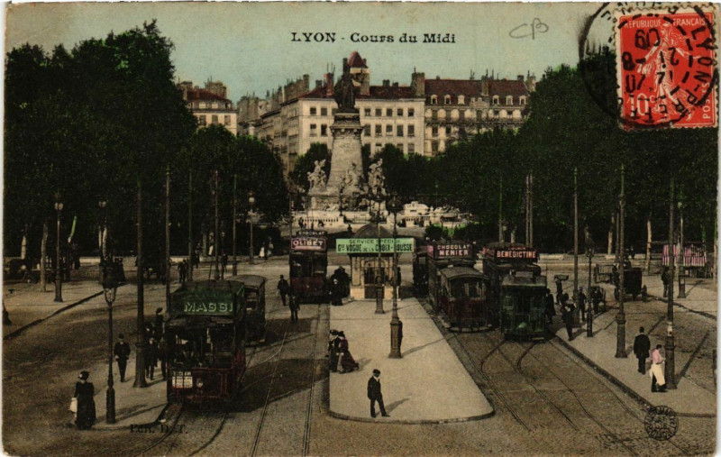 Carte postale ancienne Lyon - Cours du Midi à Lyon
