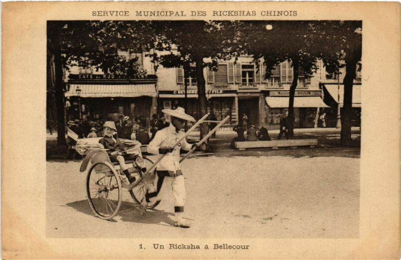 Carte postale ancienne Un Ricksha a Bellecour