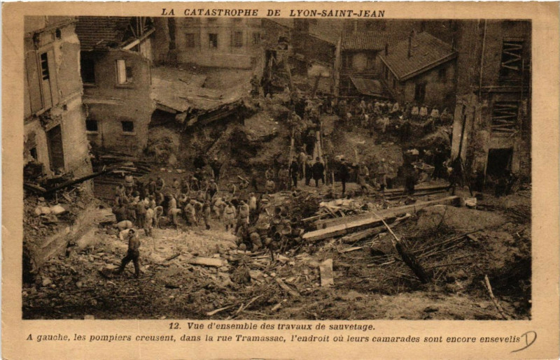 Carte postale ancienne La Catastrophe de Lyon-Saint-Jean - Vue d'ensemble des travaux de à Lyon