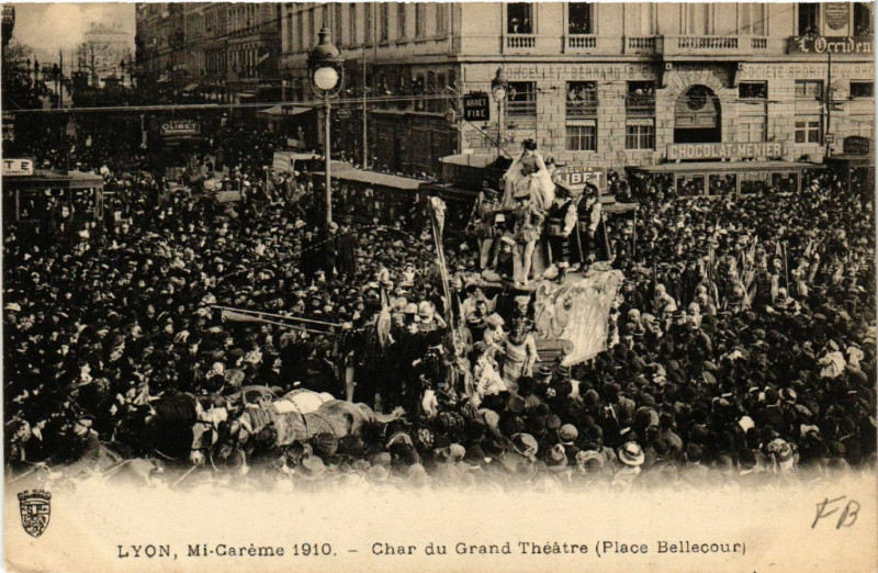Carte postale ancienne Lyon - Mi Careme 1910 à Lyon