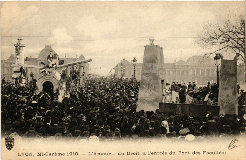 Carte postale ancienne Lyon - Mi Careme 1910 à Lyon