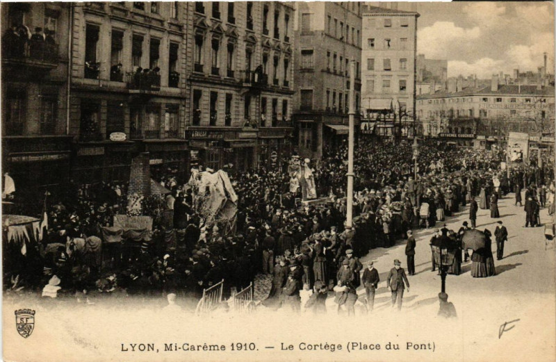 Carte postale ancienne Lyon - Mi Careme 1910 à Lyon