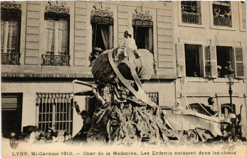 Carte postale ancienne Lyon - Mi Careme 1910 à Lyon